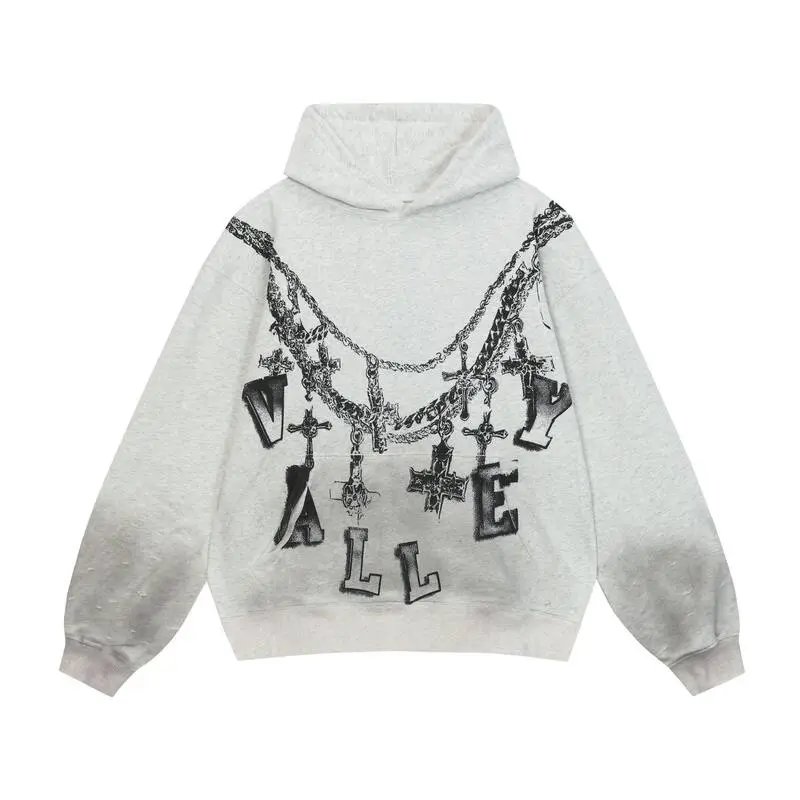 VALEY Hoodies & Sweatshirts Graphic zip-up — ZFZD3447 gray-white