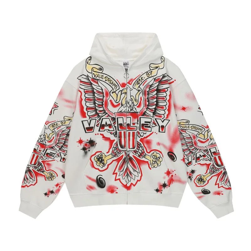 VALEY Hoodies & Sweatshirts Graphic zip-up — ZFZD3412 white