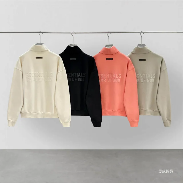 Fear of God Hoodies & Sweatshirts Essentials zip-up mock-neck sweatshirt with embossed back logo product detail image 2