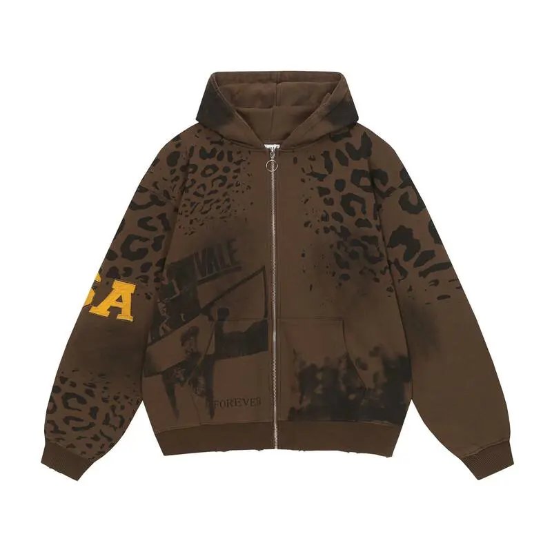VALEY Hoodies & Sweatshirts Graphic zip-up — ZFZD3460 brown