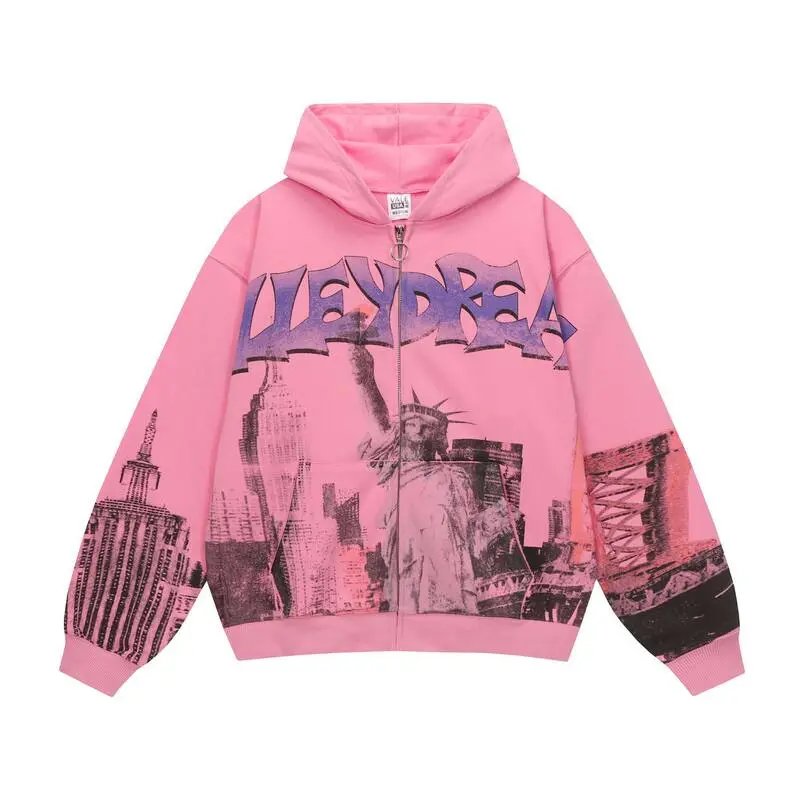 VALEY Hoodies & Sweatshirts Graphic zip-up — ZFZD3435 Pink