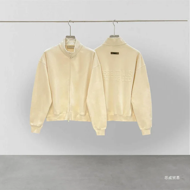 Fear of God Hoodies & Sweatshirts Essentials zip-up mock-neck sweatshirt with embossed back logo product detail image 6