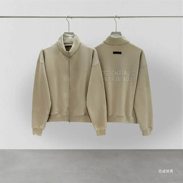 Fear of God Hoodies & Sweatshirts Essentials zip-up mock-neck sweatshirt with embossed back logo product detail image 7