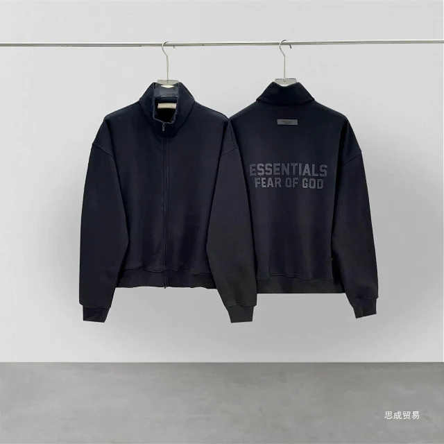 Fear of God Hoodies & Sweatshirts Essentials zip-up mock-neck sweatshirt with embossed back logo product detail image 4