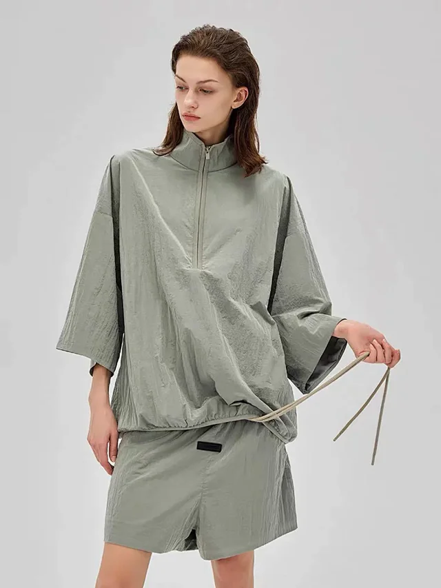 Unbranded Jackets Half-Zip High-Neck Nylon Pullover Jacket product detail image 11