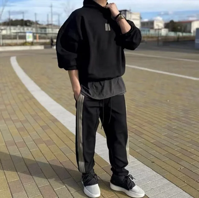 Unbranded Trousers Drawstring jogger with contrast side stripes product detail image 14