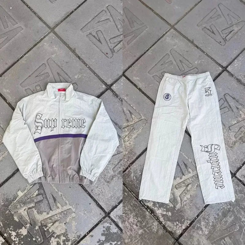Supreme Jackets Old English Zip-Up Jacket — Gray/Top Pants