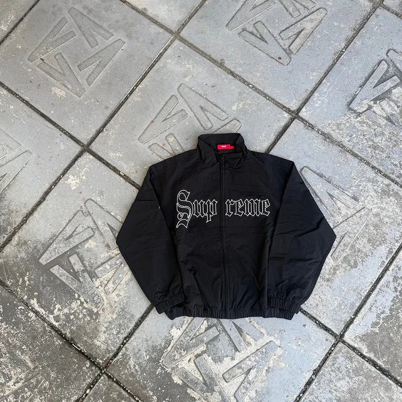 Supreme Jackets Old English Zip-Up Jacket — Black/Top