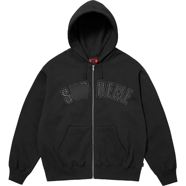 Supreme Hoodies & Sweatshirts Zip-up hooded sweatshirt with rhinestone arc logo product detail image 5