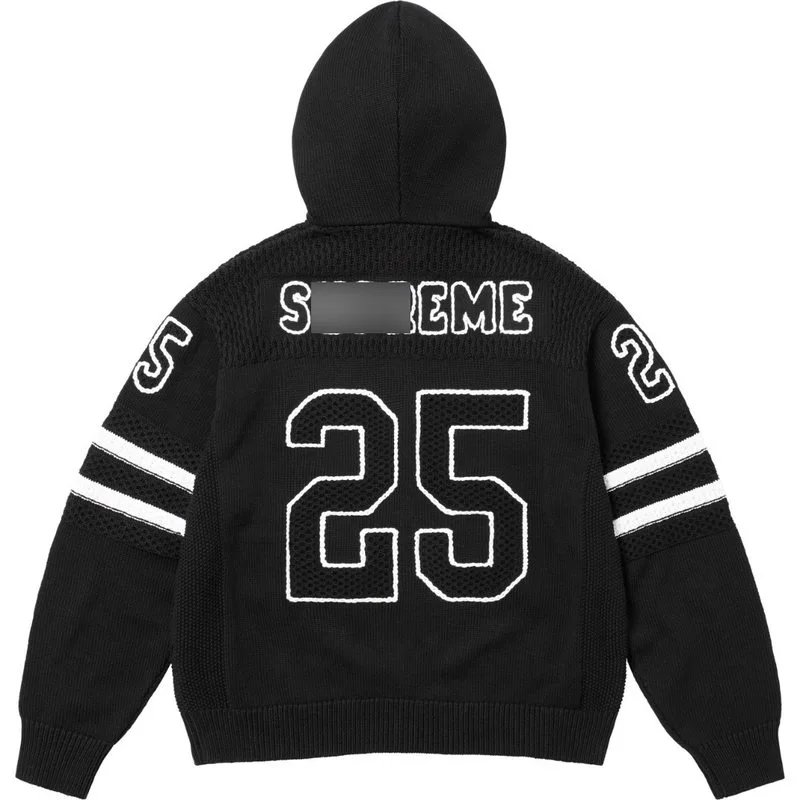 Supreme Hoodies & Sweatshirts Zip-up hooded sweatshirt with rhinestone arc logo — Zip-up sweater, size 25 cm, black