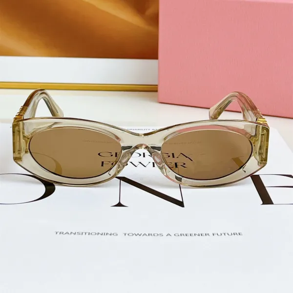 Design Transparent Amber Acetate Oversized Sunglasses - 5