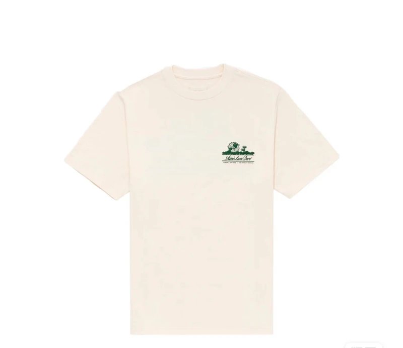 Off-White T-shirt with Green Chest Logo