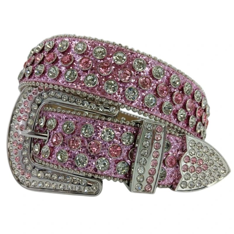 Silver Rhinestone-Embellished Western Belt