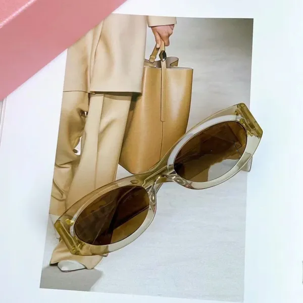 Design Transparent Amber Acetate Oversized Sunglasses - 3