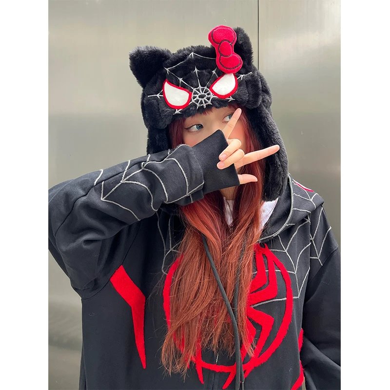 KaKazzy Spider-Hello Kitty Fuzzy Trapper Hat