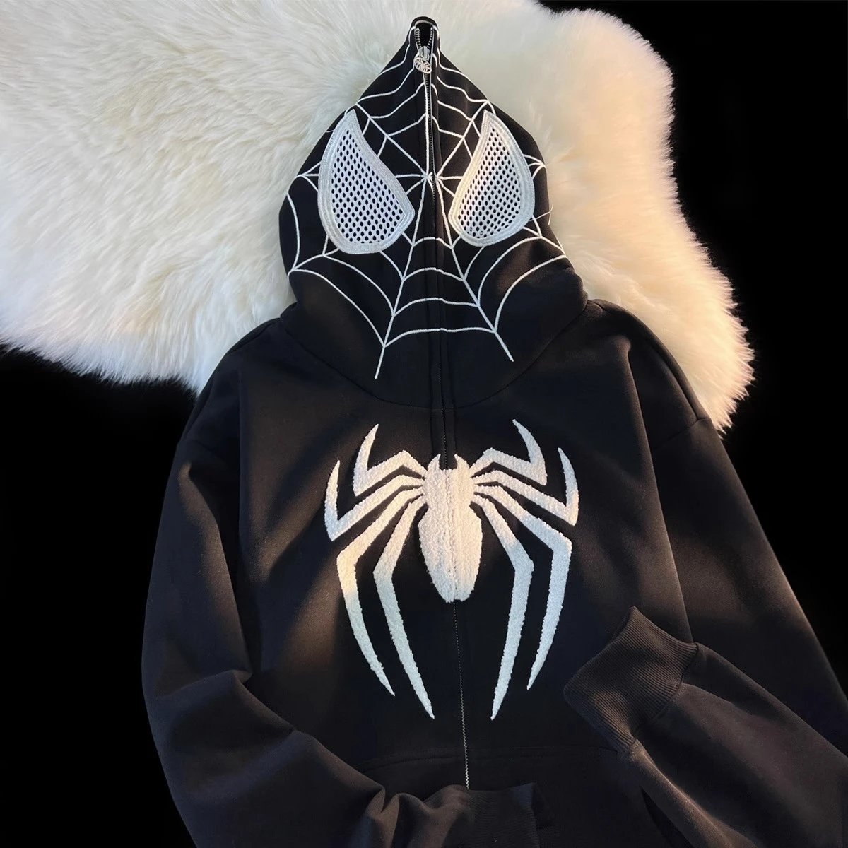 Spider-Man Themed Full-Zip Hoodies (Black, Red, White)