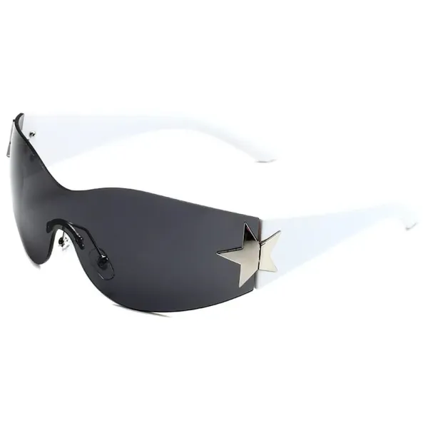 Design Star-Embellished Shield Sunglasses White - 1