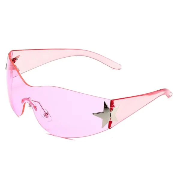 Design Star-Embellished Pink Shield Sunglasses - 1