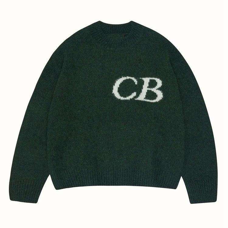 Cole Buxton White CB Logo Knit Sweater