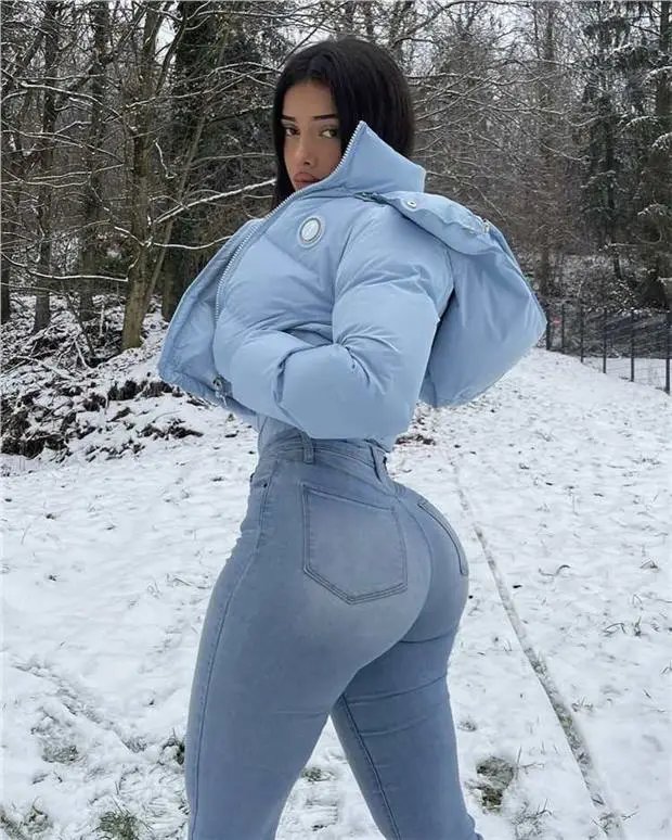 Light Cropped Puffer Jacket with Hood