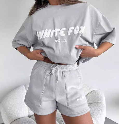 Light Gray Short Sleeve T-Shirt Set