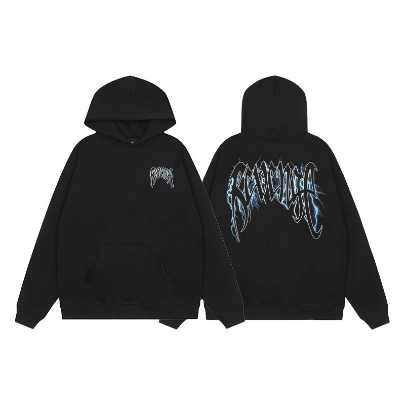 Light Blue Gothic Embroidered Hoodie