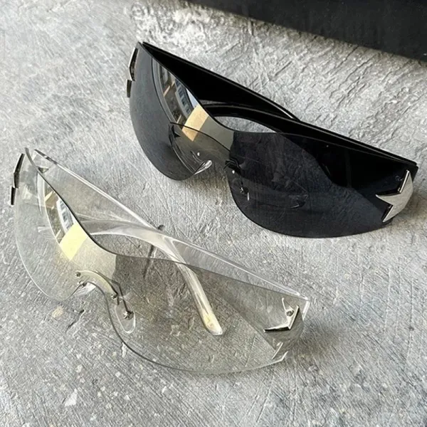 Design Star-Embellished Shield Sunglasses Black - 2