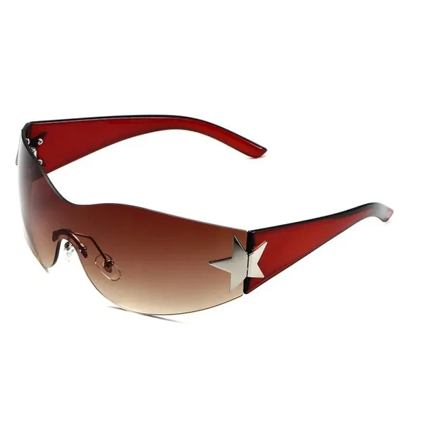 Design Star-Embellished Shield Sunglasses Red Gradient - 1
