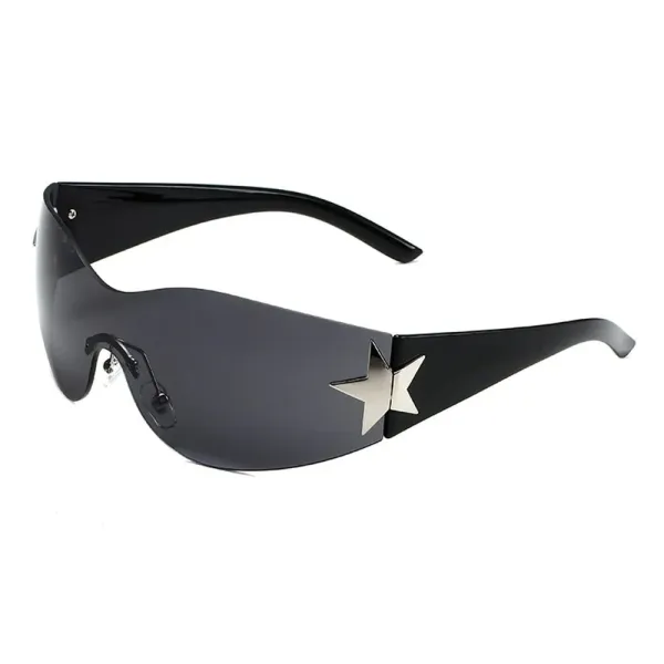 Design Star-Embellished Shield Sunglasses Black - 1