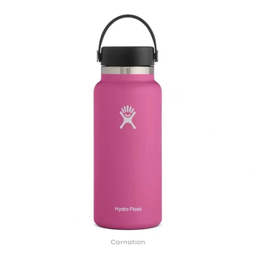 Hydro Flask Wide Mouth Water Bottle (32oz / 946mL, Red) with Straw Lid