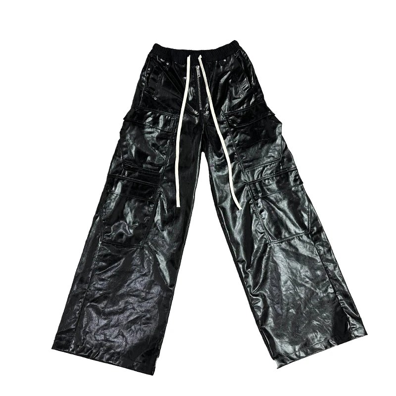 Black Leather Cargo Pants