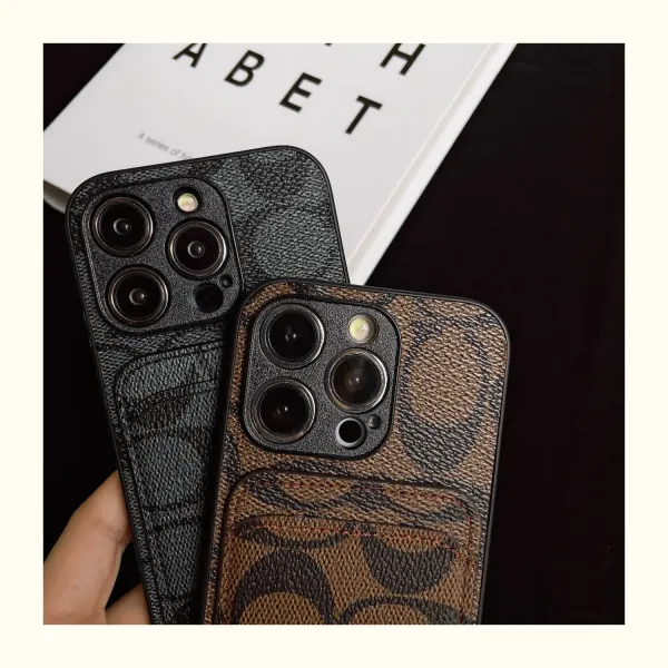 Coach Signature Print Cardholder Phone Case Brown - 6