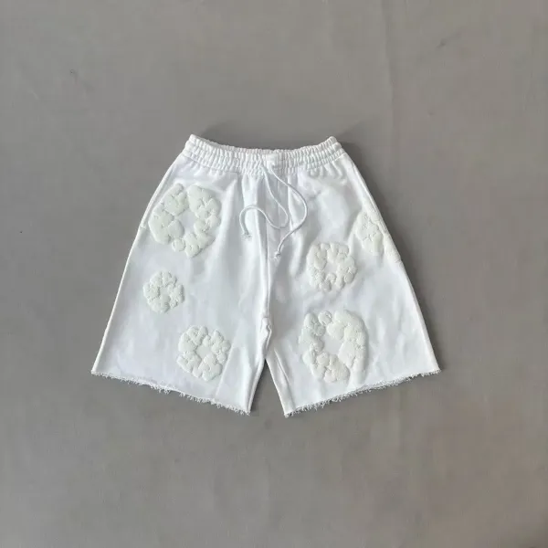 Design Embroidered Cloud Motif Shorts White - 1