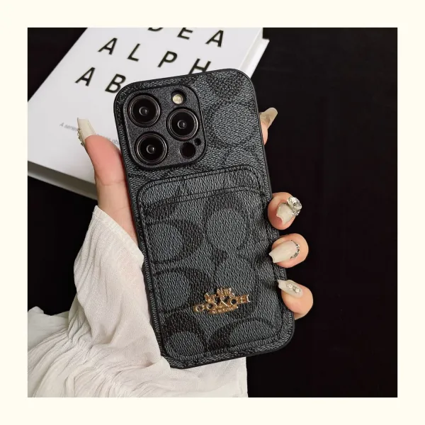 Coach Signature Print Cardholder Phone Case Brown - 3