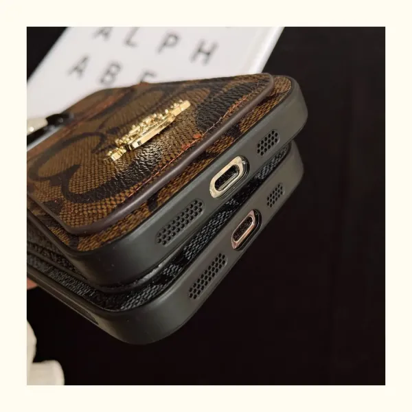 Coach Signature Print Cardholder Phone Case Brown - 8