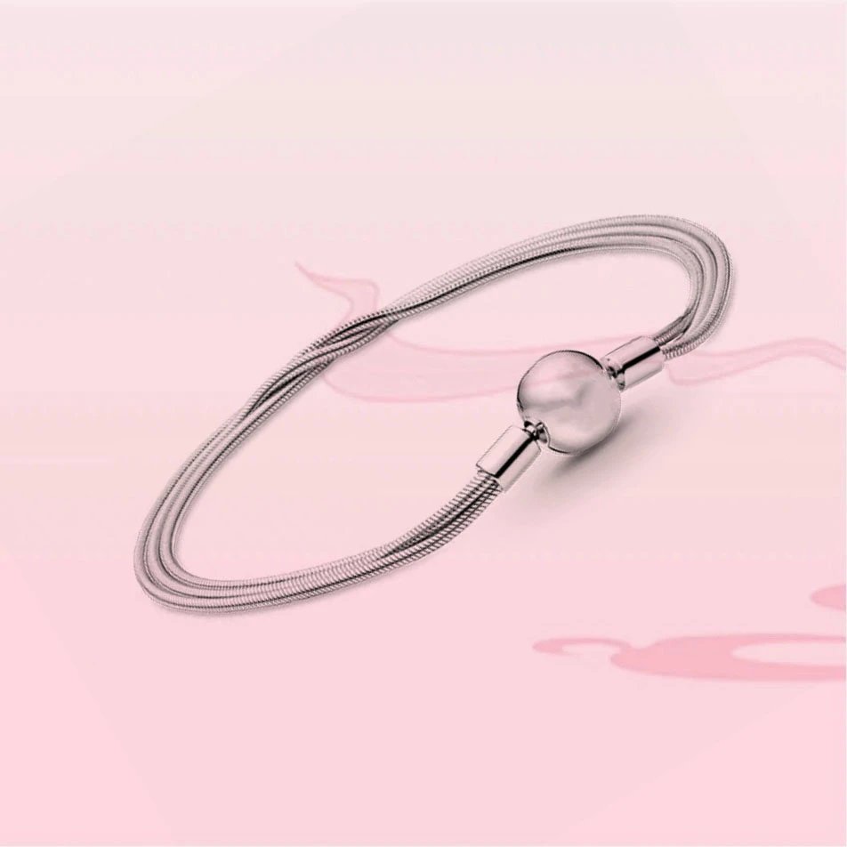 Pandora Style Rose Gold-Tone Sliding Snake Chain Bracelet