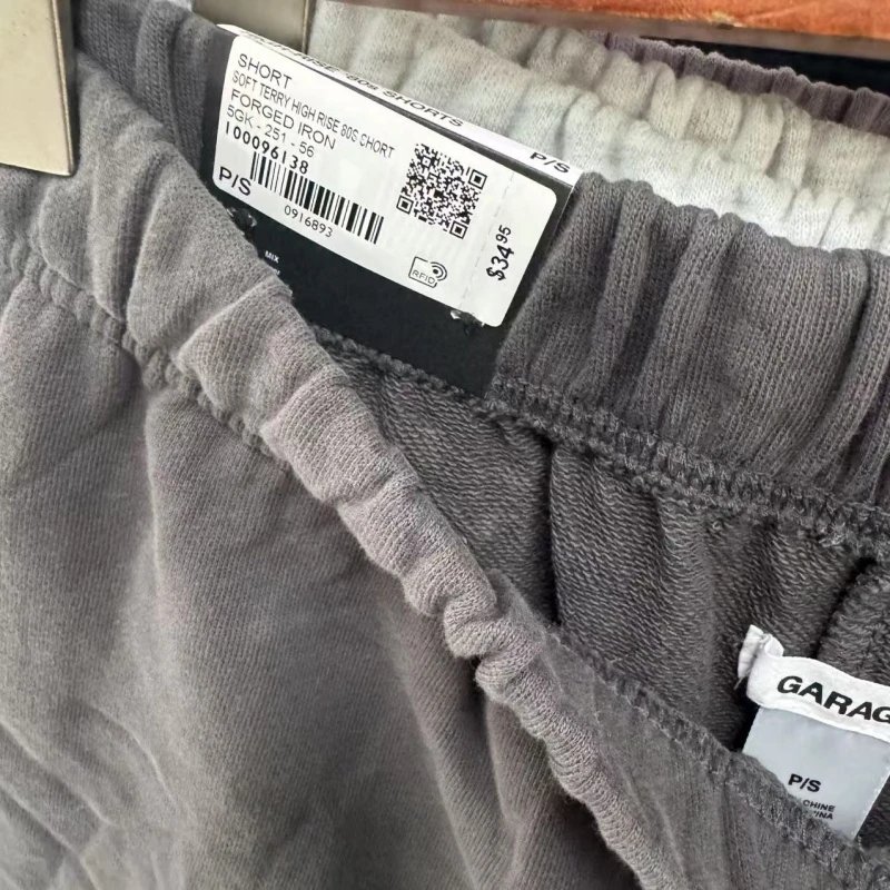 Dark Gray Elastic-Waist Casual Shorts