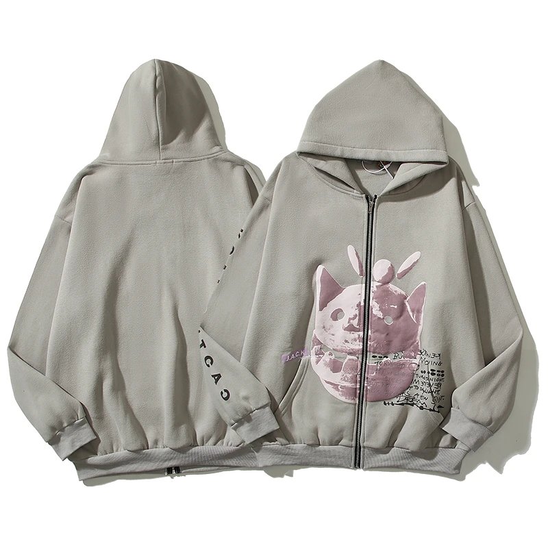 CATCAO Pig Print Zip-Up Hoodie