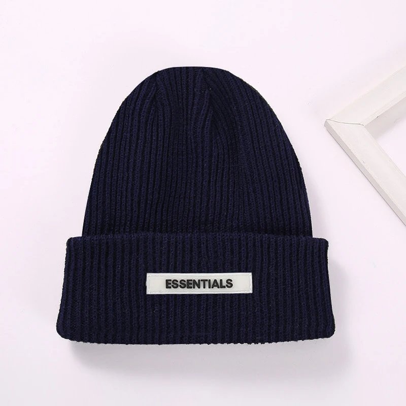 Essentials Red Ribbed Knit Beanie