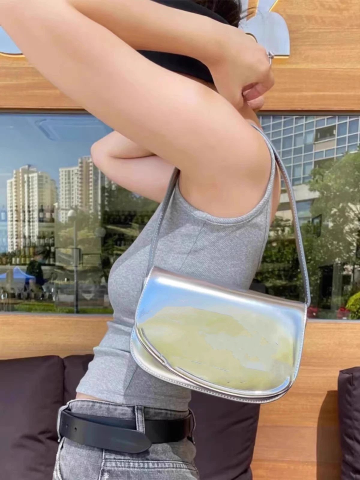 Silver Holographic Shoulder Ba