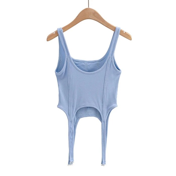 Design Ribbed Corset-Style Bodysuit Black Underwear - 11