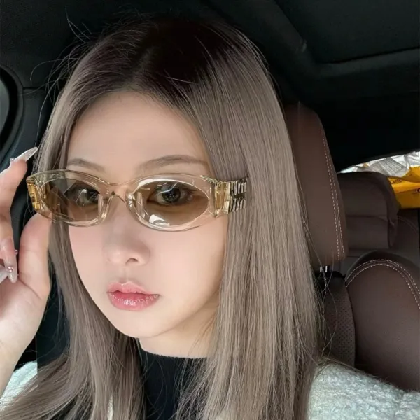 Design Transparent Amber Acetate Oversized Sunglasses - 2