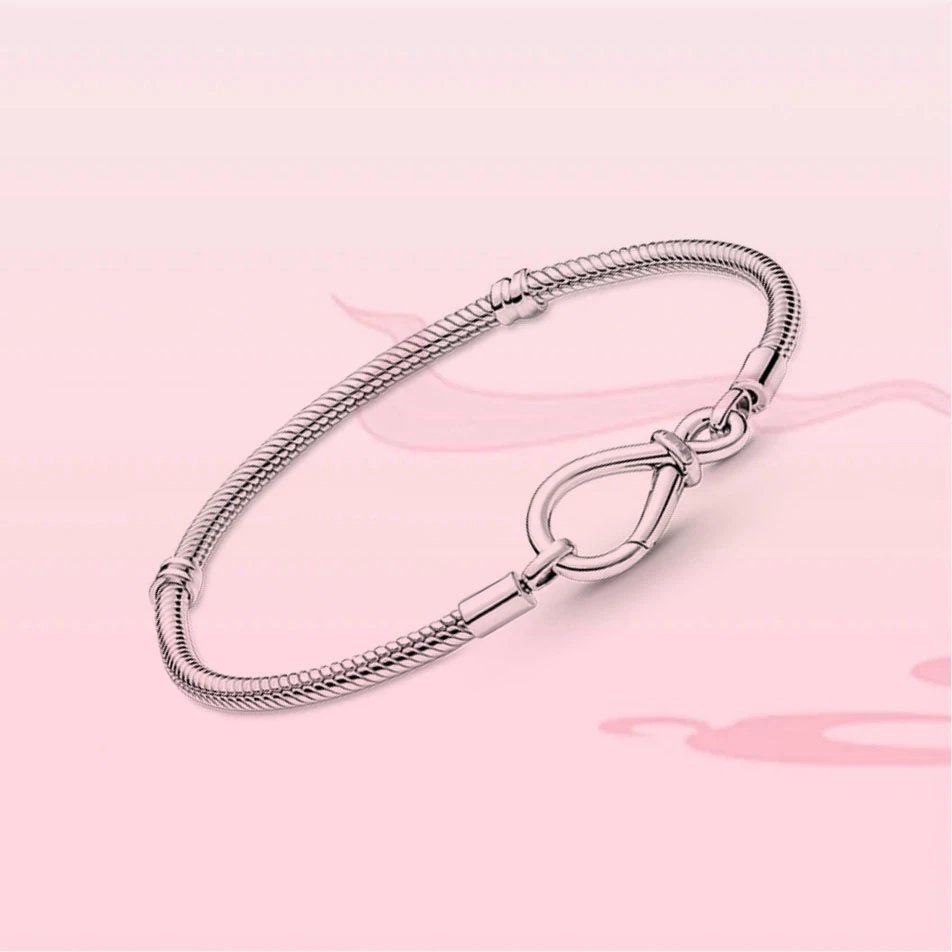 Pandora Style Rose Gold-Tone Sliding Snake Chain Bracelet