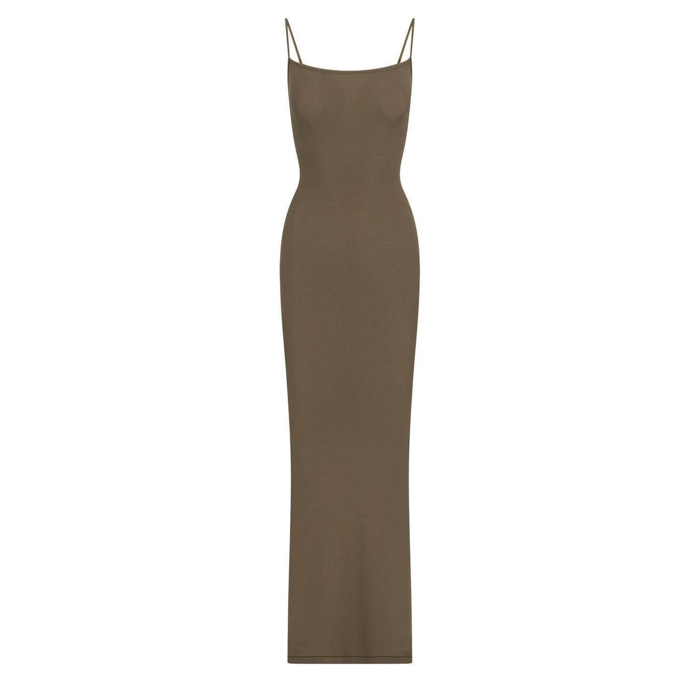 Taupe Spaghetti Strap Maxi Dress