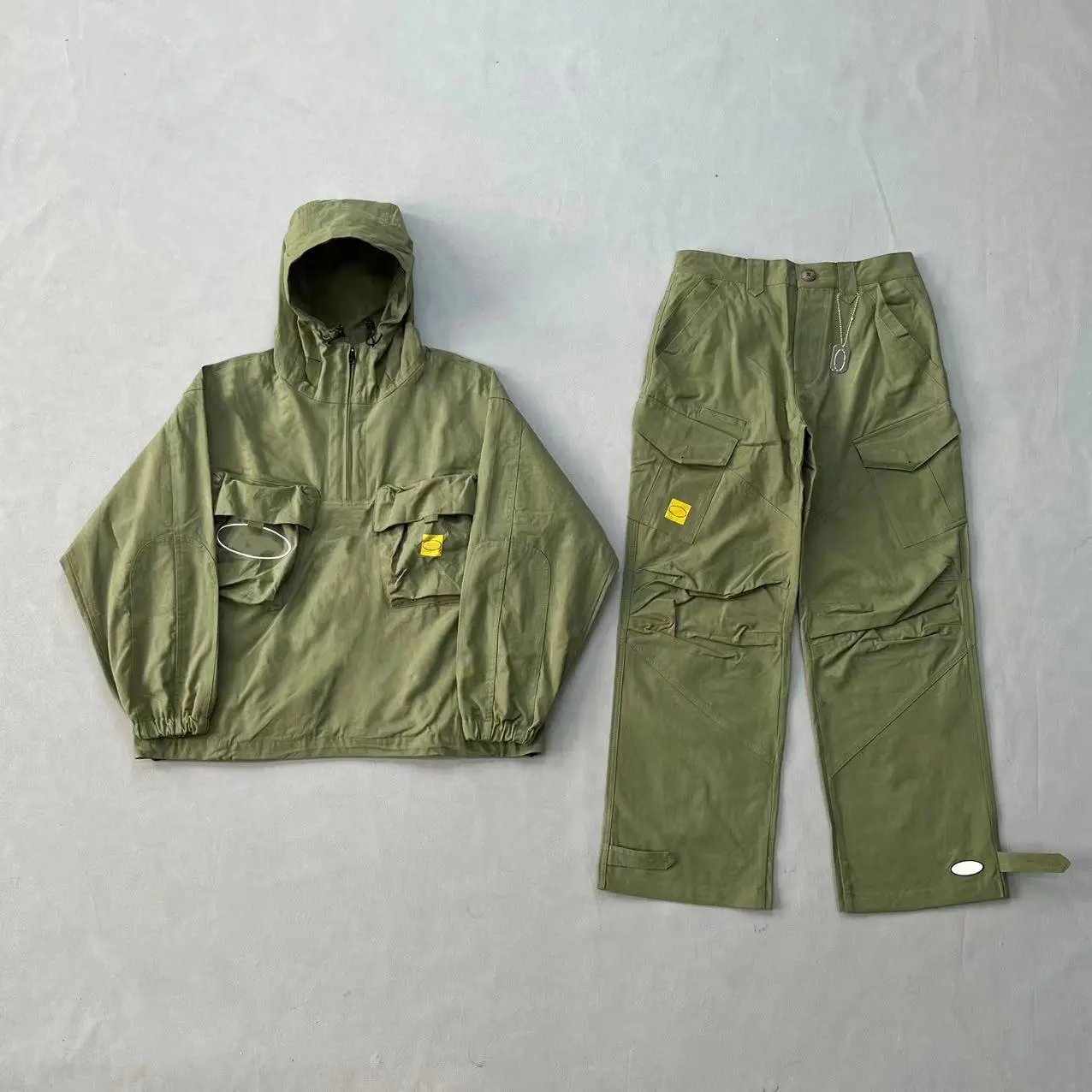 White Anorak Hooded Jacket with Multi-Pocket Design