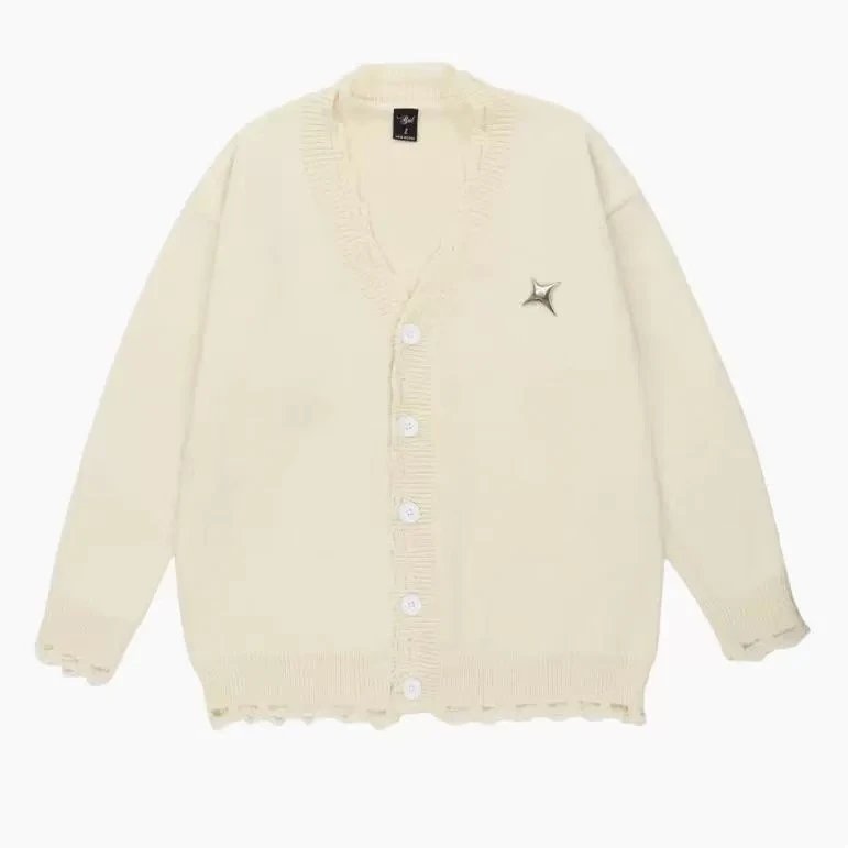 Star Embroidered V-Neck Cardig