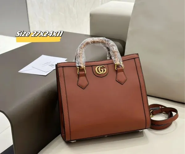 Gucci GG Marmont Mini Shoulder Bag Beige Canvas with Brown Leather Trim - 6