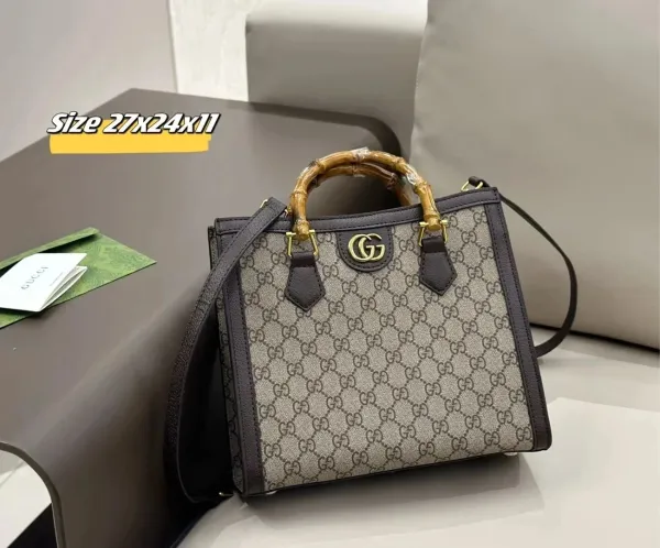 Gucci GG Marmont Mini Shoulder Bag Beige Canvas with Brown Leather Trim - 9