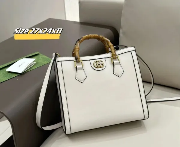 Gucci GG Marmont Mini Shoulder Bag Beige Canvas with Brown Leather Trim - 7
