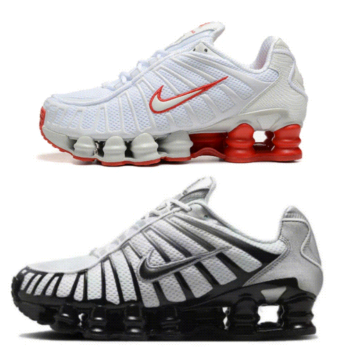 White and Black Nike Shox Sneakers